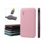 Wholesale Universal 8000 mah Portable Power Bank Charger with Built In Cable (Pink)